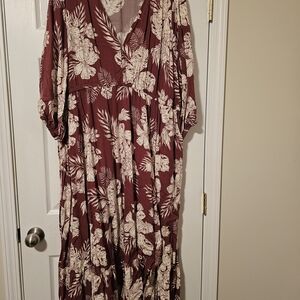Torrid Burgundy Floral Maxi Dress 5